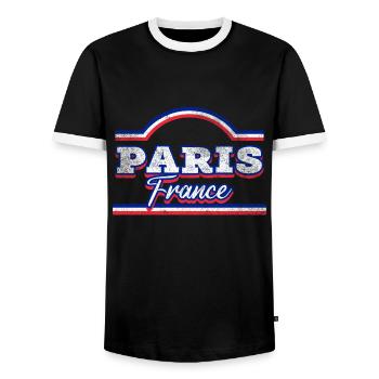 Paris France City Font Vintage Rétro - T-shirt contrasté Homme - noir/blanc - Devant - AI Model Female 172 light (172cm) & AI Model Male 178 light (178cm)