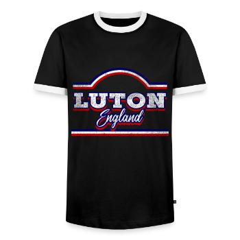 Luton Angleterre UK City Font Vintage Rétro - T-shirt contrasté Homme - noir/blanc - Devant - AI Model Female 172 light (172cm) & AI Model Male 178 light (178cm)