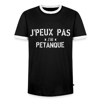 J Peux pas j ai pétanque - T-shirt contrasté Homme - noir/blanc - Devant - AI Model Female 172 light (172cm) & AI Model Male 178 light (178cm)