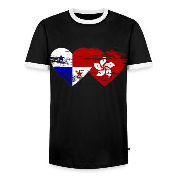 Panama Hong Kong Flagge used - Männer Kontrast-T-Shirt - Schwarz/Weiß - Vorne - AI Model Female 172 light (172cm) & AI Model Male 178 light (178cm)