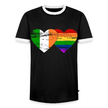 Irland Regenbogen Flagge used - Männer Kontrast-T-Shirt - Schwarz/Weiß - Vorne - AI Model Female 172 light (172cm) & AI Model Male 178 light (178cm)