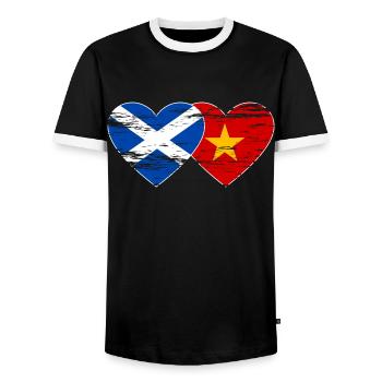 Schottland Vietnam Flagge Herz used - Männer Kontrast-T-Shirt - Schwarz/Weiß - Vorne - AI Model Female 172 light (172cm) & AI Model Male 178 light (178cm)