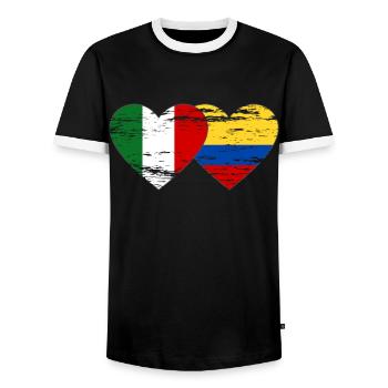 Italy Colombia Flag Heart - Men's Ringer Shirt - black/white - Front - AI Model Female 172 light (172cm) & AI Model Male 178 light (178cm)