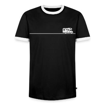 Chemise de camping pour campeurs réels - T-shirt contrasté Homme - noir/blanc - Devant - AI Model Female 172 light (172cm) & AI Model Male 178 light (178cm)