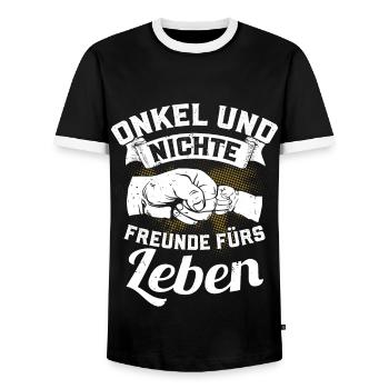 Onkel und Nichte - Freunde fürs Leben - Männer Kontrast-T-Shirt - Schwarz/Weiß - Vorne - AI Model Female 172 light (172cm) & AI Model Male 178 light (178cm)