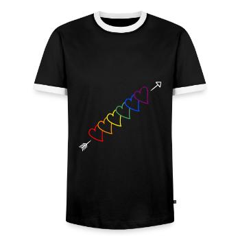 Flèche arc-en-ciel LGBT - T-shirt contrasté Homme - noir/blanc - Devant - AI Model Female 172 light (172cm) & AI Model Male 178 light (178cm)