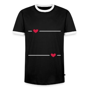 Linie Herz Strich Ornament - Männer Kontrast-T-Shirt - Schwarz/Weiß - Vorne - AI Model Female 172 light (172cm) & AI Model Male 178 light (178cm)