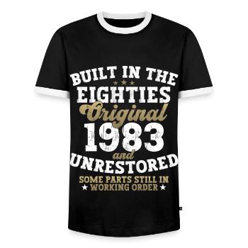 Built in the eighties 1983 39th birthday men - Men's Ringer Shirt - black/white - Front - AI Model Female 172 light (172cm) & AI Model Male 178 light (178cm)