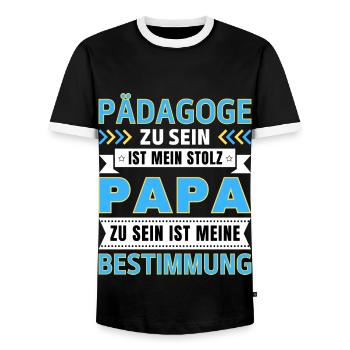 Pädagoge zu sein ist mein Stolz; Papa Geschenk - Männer Kontrast-T-Shirt - Schwarz/Weiß - Vorne - AI Model Female 172 light (172cm) & AI Model Male 178 light (178cm)