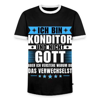 Ich bin Konditor und nicht Gott - Männer Kontrast-T-Shirt - Schwarz/Weiß - Vorne - AI Model Female 172 light (172cm) & AI Model Male 178 light (178cm)