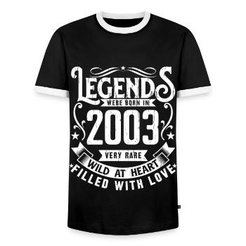 Legendary since 2003 born in 2003 Gift 2003 - Men's Ringer Shirt - black/white - Front - AI Model Female 172 light (172cm) & AI Model Male 178 light (178cm)