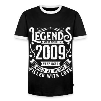 Légendaire Depuis 2009 Né en 2009 Cadeau 2009 - T-shirt contrasté Homme - noir/blanc - Devant - AI Model Female 172 light (172cm) & AI Model Male 178 light (178cm)