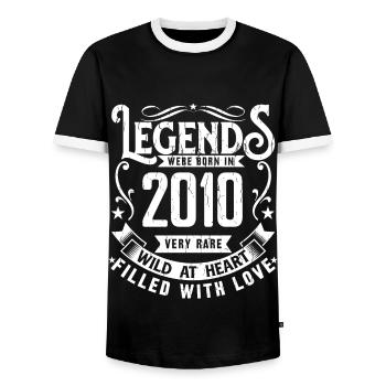 Legendär seit 2010 Jahrgang 2010 Geschenk 2010 - Männer Kontrast-T-Shirt - Schwarz/Weiß - Vorne - AI Model Female 172 light (172cm) & AI Model Male 178 light (178cm)