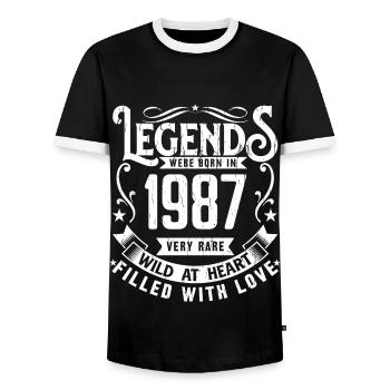 Legendär seit 1987 Jahrgang 1987 Geschenk 1987 - Männer Kontrast-T-Shirt - Schwarz/Weiß - Vorne - AI Model Female 172 light (172cm) & AI Model Male 178 light (178cm)
