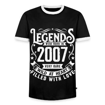 Legendary since 2007 born in 2007 Gift 2007 - Men's Ringer Shirt - black/white - Front - AI Model Female 172 light (172cm) & AI Model Male 178 light (178cm)