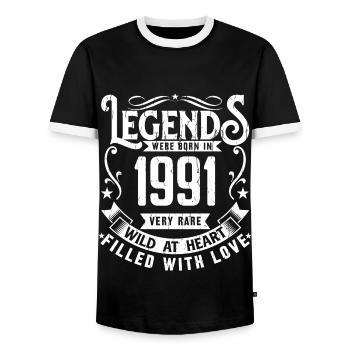 Légendaire Depuis 1991 Né en 1991 Cadeau 1991 - T-shirt contrasté Homme - noir/blanc - Devant - AI Model Female 172 light (172cm) & AI Model Male 178 light (178cm)