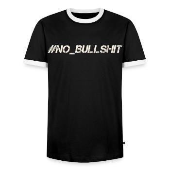 HASHTAG NO BULLSHIT #NoBullshit # No Bullshit - Men's Ringer Shirt - black/white - Front - AI Model Female 172 light (172cm) & AI Model Male 178 light (178cm)
