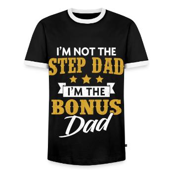 I'm Not The Step Dad I'm The Bonus Dad, Stiefvater - Männer Kontrast-T-Shirt - Schwarz/Weiß - Vorne - AI Model Female 172 light (172cm) & AI Model Male 178 light (178cm)