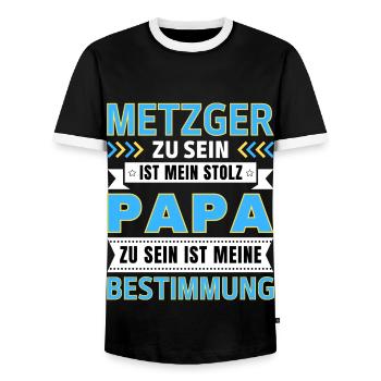 Metzger zu sein ist mein Stolz; Papa Geschenk - Männer Kontrast-T-Shirt - Schwarz/Weiß - Vorne - AI Model Female 172 light (172cm) & AI Model Male 178 light (178cm)
