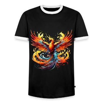 Phénix, Phénix, Feu, Flammes, Oiseau, Mythologie - T-shirt contrasté Homme - noir/blanc - Devant - AI Model Female 172 light (172cm) & AI Model Male 178 light (178cm)