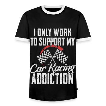 I Only Work To Support My Car Racing Addiction - T-shirt contrasté Homme - noir/blanc - Devant - AI Model Female 172 light (172cm) & AI Model Male 178 light (178cm)
