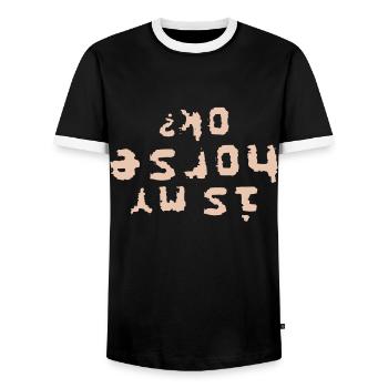 Est-ce que mon cheval va bien? - T-shirt contrasté Homme - noir/blanc - Devant - AI Model Female 172 light (172cm) & AI Model Male 178 light (178cm)