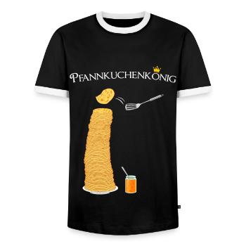 Pancakes, pancake king, hobby cook, cooking - Men's Ringer Shirt - black/white - Front - AI Model Female 172 light (172cm) & AI Model Male 178 light (178cm)