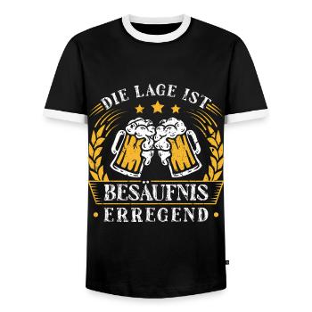 Fun Spruch Die Lage Ist Besäufnis Erregend Lustig - Männer Kontrast-T-Shirt - Schwarz/Weiß - Vorne - AI Model Female 172 light (172cm) & AI Model Male 178 light (178cm)