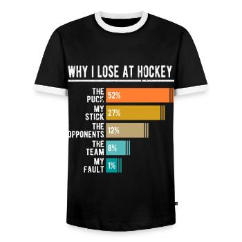 Lustiges Eishockey - Männer Kontrast-T-Shirt - Schwarz/Weiß - Vorne - AI Model Female 172 light (172cm) & AI Model Male 178 light (178cm)