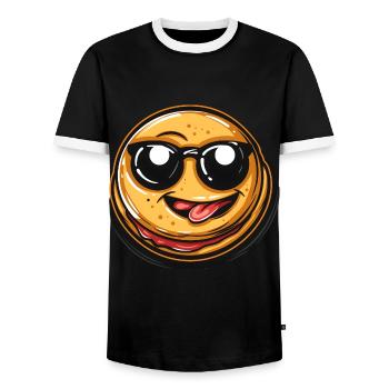 Lustiger Pancake mit Sonnenbrille Karneval Feiern - Männer Kontrast-T-Shirt - Schwarz/Weiß - Vorne - AI Model Female 172 light (172cm) & AI Model Male 178 light (178cm)