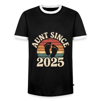 Aunt Since 2025 - Männer Kontrast-T-Shirt - Schwarz/Weiß - Vorne - AI Model Female 172 light (172cm) & AI Model Male 178 light (178cm)