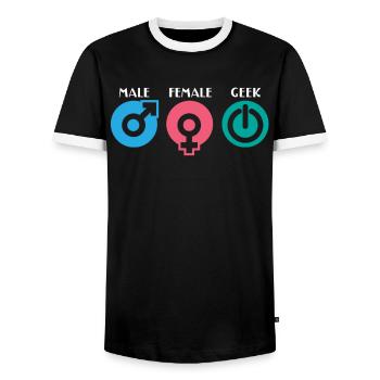 Computer Nerd Computer Science Male Female Geek - Men's Ringer Shirt - black/white - Front - AI Model Female 172 light (172cm) & AI Model Male 178 light (178cm)