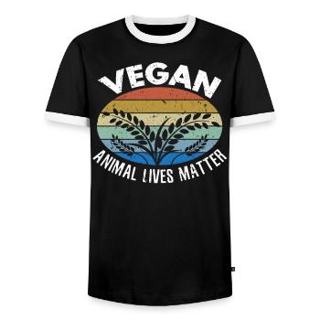 Vegan Animal lives matter Tierschutz Tierrechte - Männer Kontrast-T-Shirt - Schwarz/Weiß - Vorne - AI Model Female 172 light (172cm) & AI Model Male 178 light (178cm)