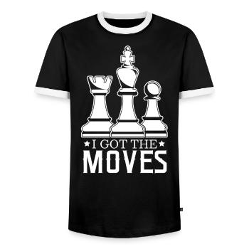 Échiquier d'échecs j'ai les coups - T-shirt contrasté Homme - noir/blanc - Devant - AI Model Female 172 light (172cm) & AI Model Male 178 light (178cm)
