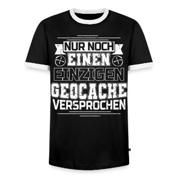 Geochaching Geochache Geocacher Geocach Cache - Männer Kontrast-T-Shirt - Schwarz/Weiß - Vorne - AI Model Female 172 light (172cm) & AI Model Male 178 light (178cm)