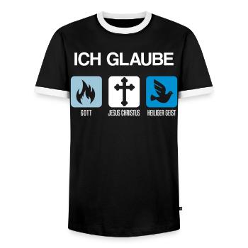 Jesus Christus Gott Heiliger Geist Christentum - Männer Kontrast-T-Shirt - Schwarz/Weiß - Vorne - AI Model Female 172 light (172cm) & AI Model Male 178 light (178cm)