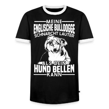 Hundesprüche Englische Bulldogge Bulldoggen Mama - Männer Kontrast-T-Shirt - Schwarz/Weiß - Vorne - AI Model Female 172 light (172cm) & AI Model Male 178 light (178cm)