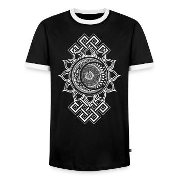 Darkpsy Goa Traumfänger Psychedelic Dreamcatcher - Männer Kontrast-T-Shirt - Schwarz/Weiß - Vorne - AI Model Female 172 light (172cm) & AI Model Male 178 light (178cm)