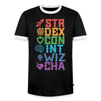 RPG Game Master Rollenspiel Spielleiter - Männer Kontrast-T-Shirt - Schwarz/Weiß - Vorne - AI Model Female 172 light (172cm) & AI Model Male 178 light (178cm)