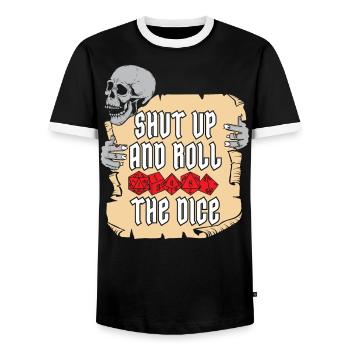 RPG Shut Up And Roll The Dice D20 - T-shirt contrasté Homme - noir/blanc - Devant - AI Model Female 172 light (172cm) & AI Model Male 178 light (178cm)
