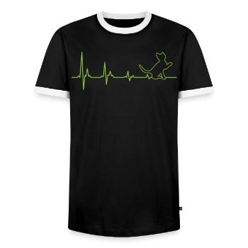 Les chats aiment les chats amoureux des chats - T-shirt contrasté Homme - noir/blanc - Devant - AI Model Female 172 light (172cm) & AI Model Male 178 light (178cm)