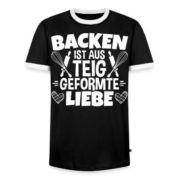 Bäcker Bäckerin Backen Ist Aus Teig Geformte Liebe - Männer Kontrast-T-Shirt - Schwarz/Weiß - Vorne - AI Model Female 172 light (172cm) & AI Model Male 178 light (178cm)
