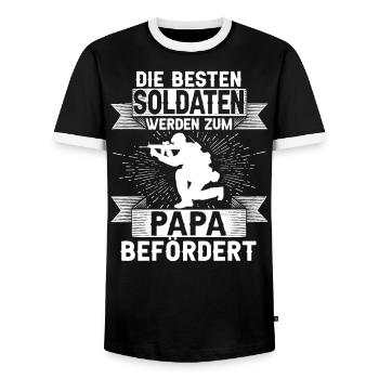 Die Besten Soldaten Werden Zum Papa Befördert - Männer Kontrast-T-Shirt - Schwarz/Weiß - Vorne - AI Model Female 172 light (172cm) & AI Model Male 178 light (178cm)