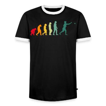Evolution Pétanque Boule Boccia Retro Boulespieler - Männer Kontrast-T-Shirt - Schwarz/Weiß - Vorne - AI Model Female 172 light (172cm) & AI Model Male 178 light (178cm)