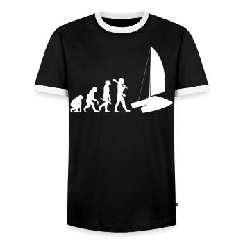Catamaran sailing evolution sailing sport - Men's Ringer Shirt - black/white - Front - AI Model Female 172 light (172cm) & AI Model Male 178 light (178cm)