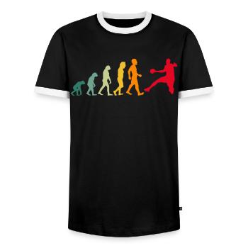 Handball Evolution Handballspieler - Männer Kontrast-T-Shirt - Schwarz/Weiß - Vorne - AI Model Female 172 light (172cm) & AI Model Male 178 light (178cm)