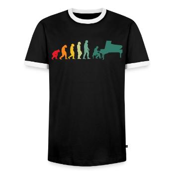 Piano évolution joueur de piano piano pianiste - T-shirt contrasté Homme - noir/blanc - Devant - AI Model Female 172 light (172cm) & AI Model Male 178 light (178cm)