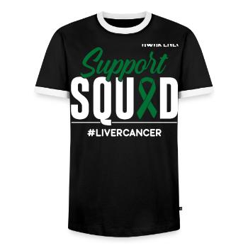 Équipe de soutien à la sensibilisation au cancer du foie - T-shirt contrasté Homme - noir/blanc - Devant - AI Model Female 172 light (172cm) & AI Model Male 178 light (178cm)