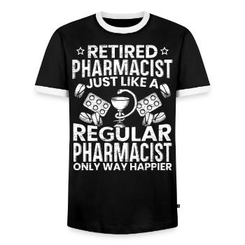 Pharmaciens à la retraite Médecine Médicaments - T-shirt contrasté Homme - noir/blanc - Devant - AI Model Female 172 light (172cm) & AI Model Male 178 light (178cm)