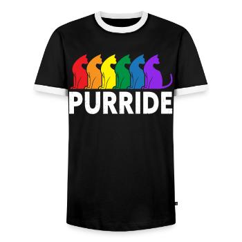 Purride Cat Lover Pride Monat Regenbogen - Männer Kontrast-T-Shirt - Schwarz/Weiß - Vorne - AI Model Female 172 light (172cm) & AI Model Male 178 light (178cm)
